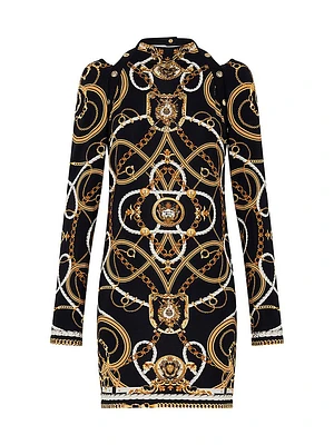 Coast To Chain-Print Jersey Long-Sleeve Minidress