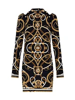 Coast To Chain-Print Jersey Long-Sleeve Minidress