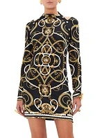 Coast To Chain-Print Jersey Long-Sleeve Minidress