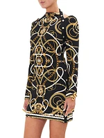 Coast To Chain-Print Jersey Long-Sleeve Minidress