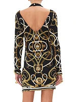 Coast To Chain-Print Jersey Long-Sleeve Minidress