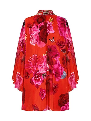 Floral Silk Swing Dress