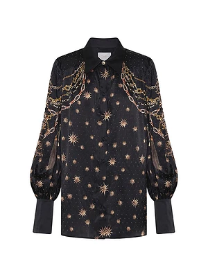 Chain & Star Silk Blouse