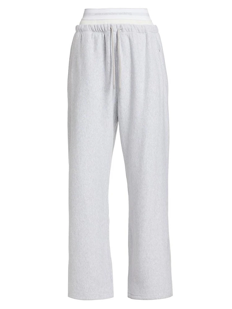 Exposed Brief Wide-Leg Sweatpants