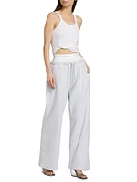 Exposed Brief Wide-Leg Sweatpants