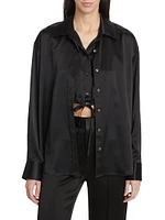 Double Layered Silk Button-Front Shirt