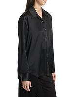 Double Layered Silk Button-Front Shirt