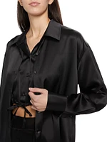 Double Layered Silk Button-Front Shirt