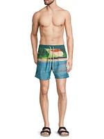 Moorea Abstract Swim Trunks