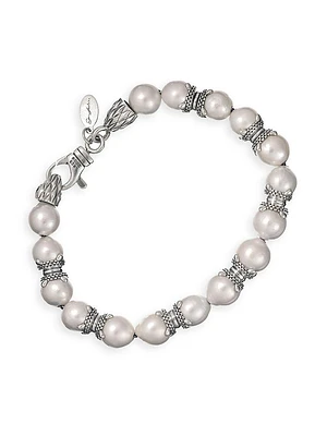 Beaded Pearl & Sterling Silver Bracelet