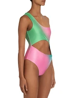 Nikka Ombré Cut-Out One-Shoulder Swimsuit