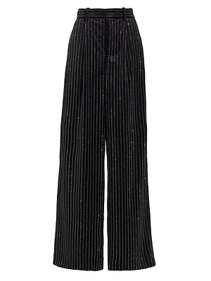 Brinkley Wide-Leg Velvet & Crystal Pants