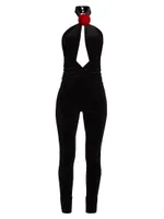 Abreen Velvet Skinny Jumpsuit