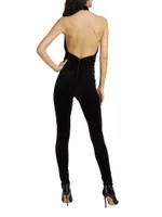 Abreen Velvet Skinny Jumpsuit