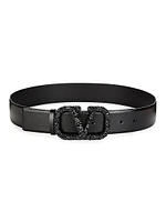 VLogo Signature Embellished Buckle Leather Belt