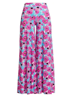 Skyla Floral Jersey Wide-Leg Pants