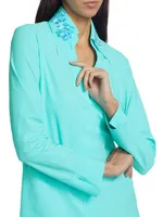 Atena Floral-Embroidered Long-Sleeve Blouse