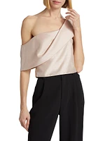 Asymmetric Slubbed Satin Blouse