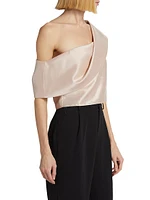 Asymmetric Slubbed Satin Blouse