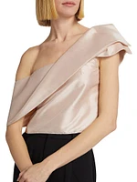 Asymmetric Slubbed Satin Blouse