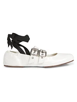 Raika Patent Leather Lace-Up Ballet Flats