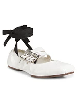 Raika Patent Leather Lace-Up Ballet Flats