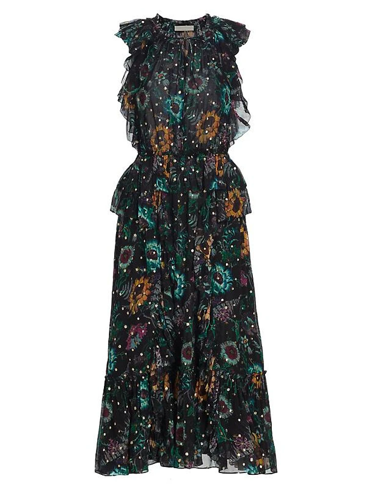 Adrienne Silk Floral Midi-Dress