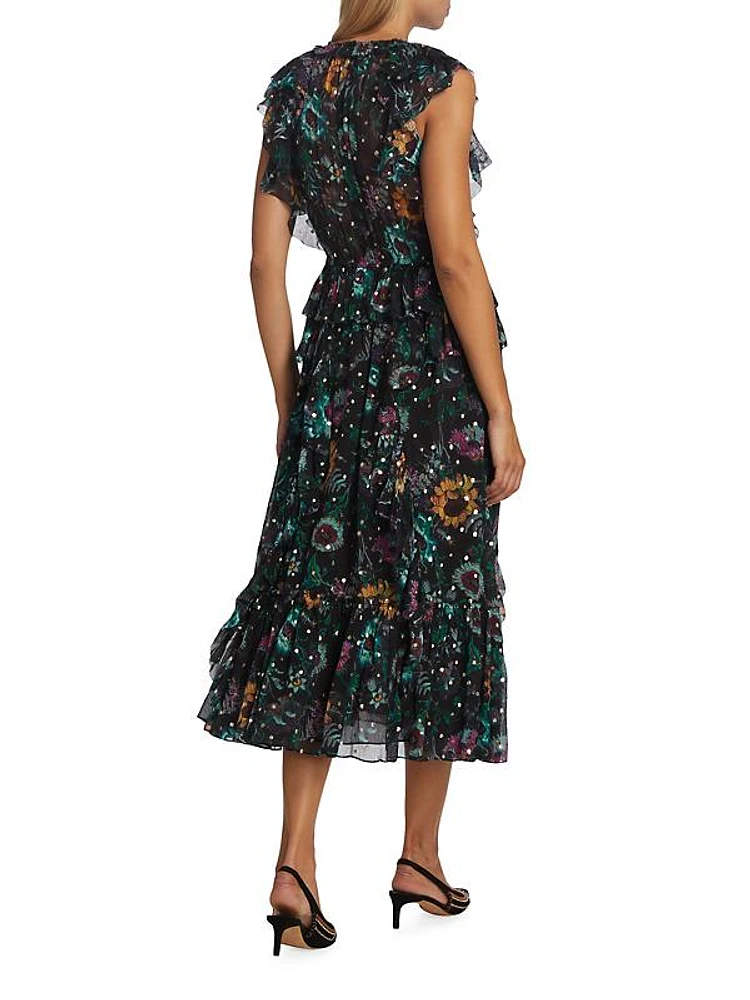 Adrienne Silk Floral Midi-Dress