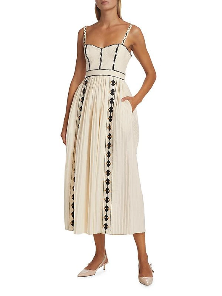 Elin Cotton Embroidered Maxi Dress