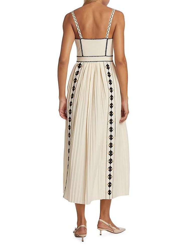 Elin Cotton Embroidered Maxi Dress