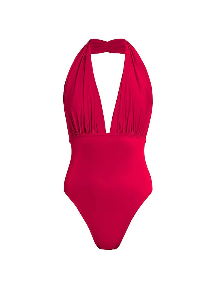 Halterneck Plunge One-Piece Swimsuit