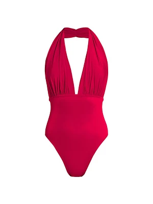 Halterneck Plunge One-Piece Swimsuit