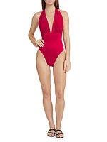 Halterneck Plunge One-Piece Swimsuit