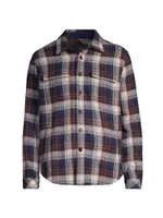 Berkshire Herringbone Plaid Button-Front Shirt Jacket