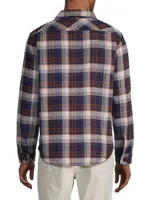 Berkshire Herringbone Plaid Button-Front Shirt Jacket