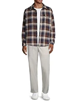 Berkshire Herringbone Plaid Button-Front Shirt Jacket