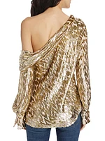 Alice Metallic One-Shoulder Blouse