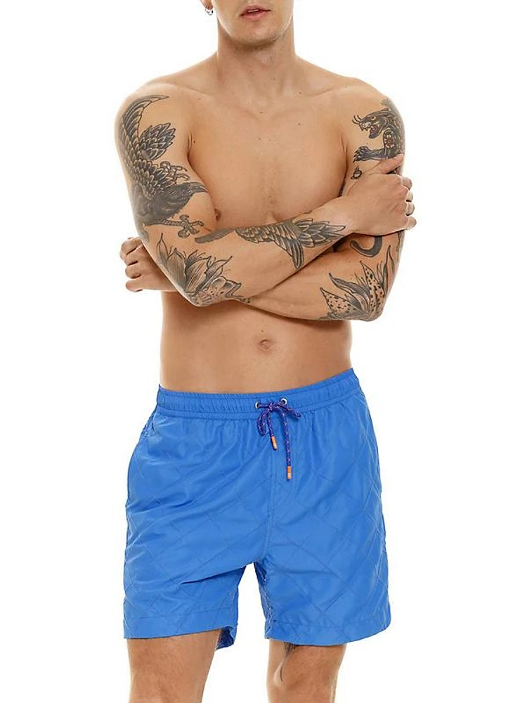 Diving Into Dreams Damson Quilted Swim Trunks