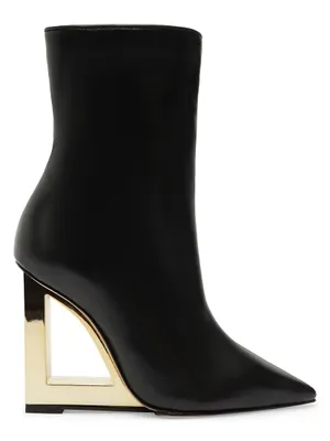 Filipa 100MM Leather Wedge-Heel Ankle Boots
