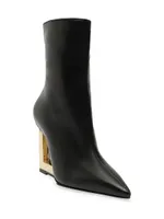 Filipa 100MM Leather Wedge-Heel Ankle Boots