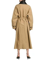 Leather-Embellished Cotton-Blend Trench Coat