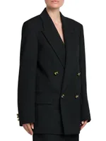 Double-Breasted Wool Twill Blazer
