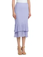 Tiered Cotton-Blend Midi-Skirt