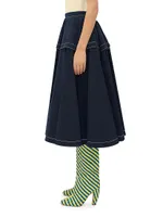 Tiered Pleated Midi-Skirt