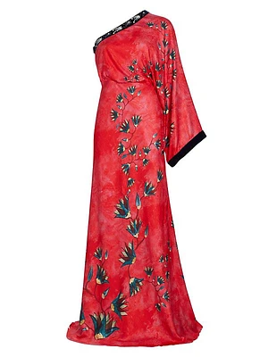 Lily Asymmetric Floral Silk Gown