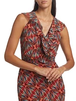 Rita Printed Silk Ruffle Dress