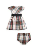 Baby Girl's 2-Piece Plaid Dress & Bloomers
