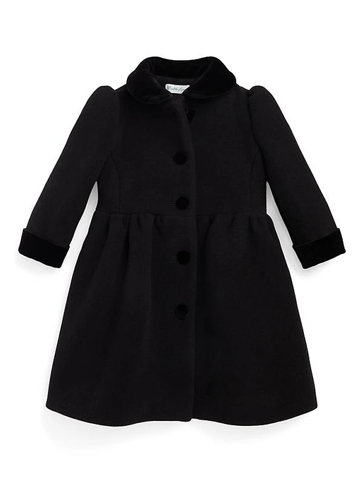 Baby Girl's Wool Velvet-Trim Coat