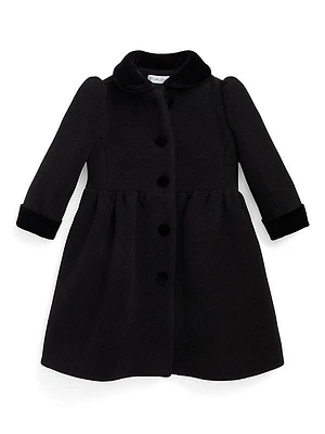 Baby Girl's Wool Velvet-Trim Coat