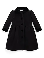 Baby Girl's Wool Velvet-Trim Coat